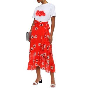 NWT Ganni Tilden Mesh Floral Wrap Maxi Skirt